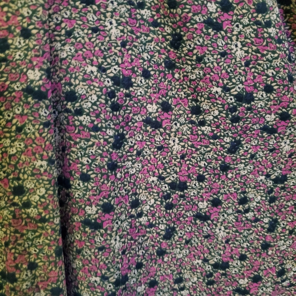 😀FREE W PURCHASE😀Bananna Republic Scallop Trim Floral Print Shirt Sz L - Picture 8 of 8